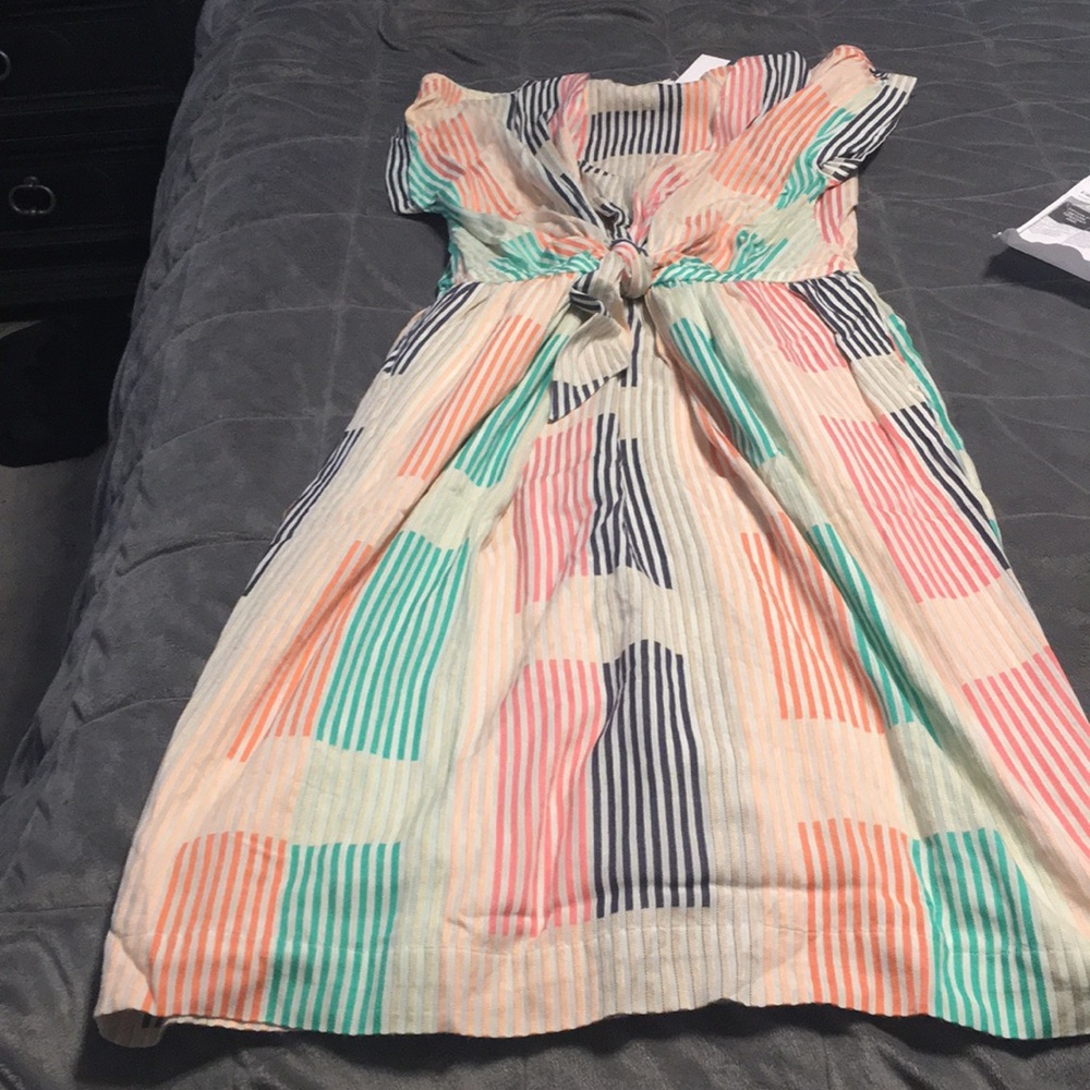 NWT Lou & Grey Geo Tie Waist Pocket Midi Dress